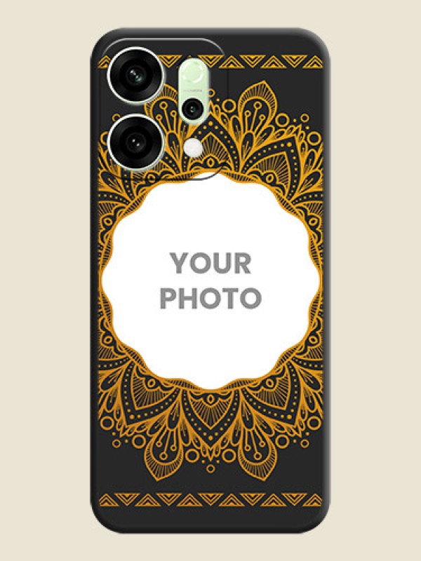 Custom Round Image with Floral Design On Space Black Custom Soft Matte Mobile Back Cover - Oppo Reno 14 5G - alternate view