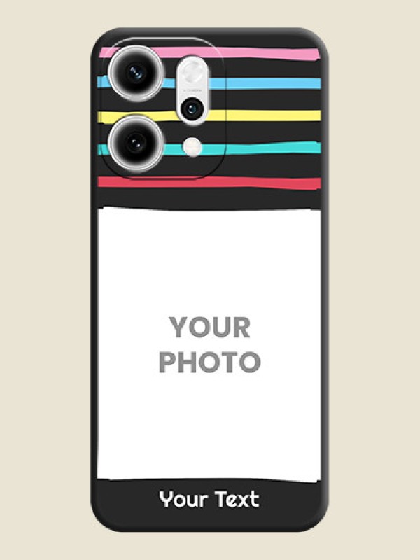 Custom Multicolor Lines with Image On Space Black Custom Soft Matte Mobile Back Cover - Oppo Reno 14 Pro 5G - alternate view