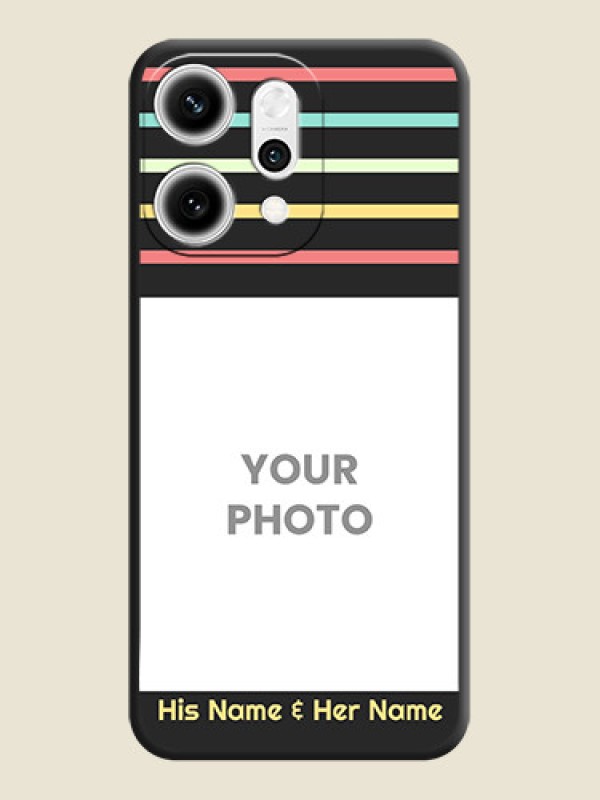 Custom Color Stripes with Photo and Text on Photo On Space Black Custom Soft Matte Mobile Back Cover - Oppo Reno 14 Pro 5G - alternate view