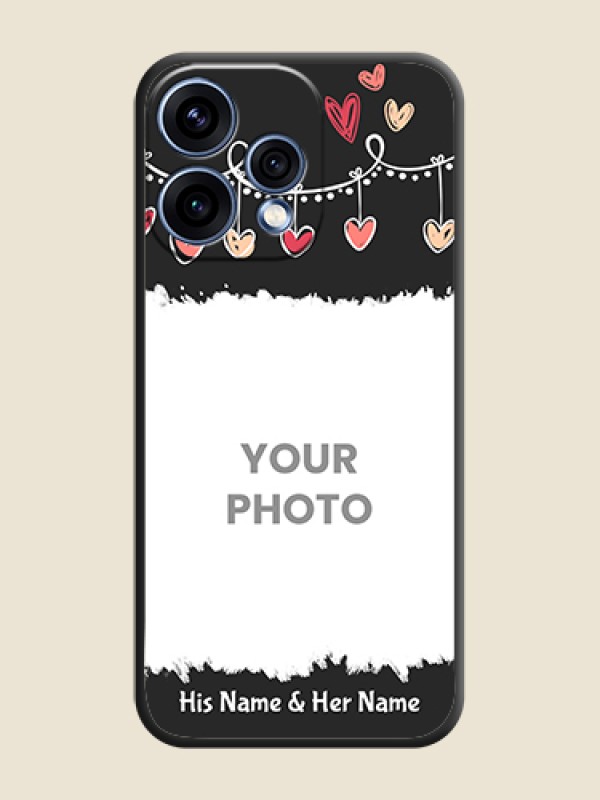 Custom Pink Love Hangings with Name On Space Black Custom Soft Matte Mobile Back Cover - Oppo Reno 15 5G - alternate view