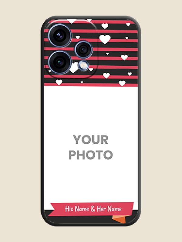 Custom White Color Love Symbols with Pink Lines Pattern On Space Black Custom Soft Matte Mobile Back Cover - Oppo Reno 15 5G - alternate view