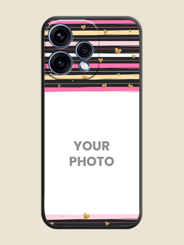 Custom Multicolor Lines and Golden Love Symbols Design on Photo On Space Black Custom Soft Matte Mobile Back Cover - Oppo Reno 15 5G - alternate view