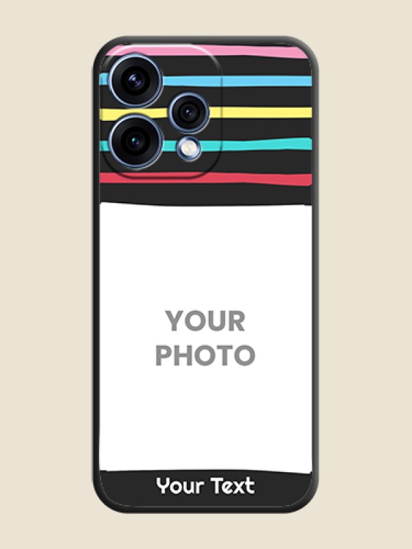 Custom Multicolor Lines with Image On Space Black Custom Soft Matte Mobile Back Cover - Oppo Reno 15 5G - alternate view