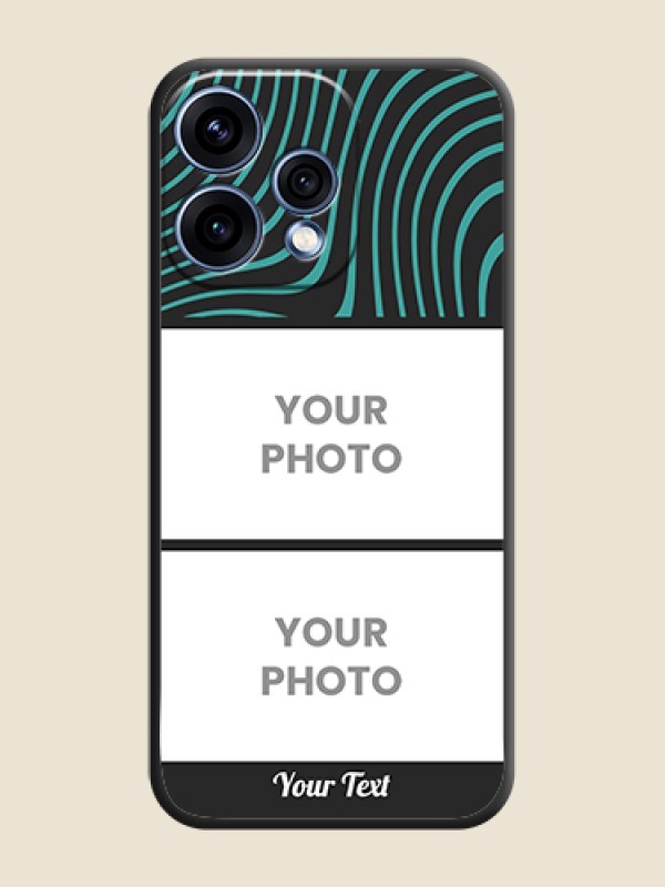 Custom Wave Pattern with 2 Image Holder On Space Black Custom Soft Matte Mobile Back Cover - Oppo Reno 15 5G - alternate view