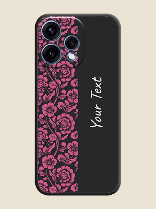 Custom Pink Floral Pattern Design With Custom Text On Space Black Custom Soft Matte Mobile Back Cover - Oppo Reno 15 5G - alternate view