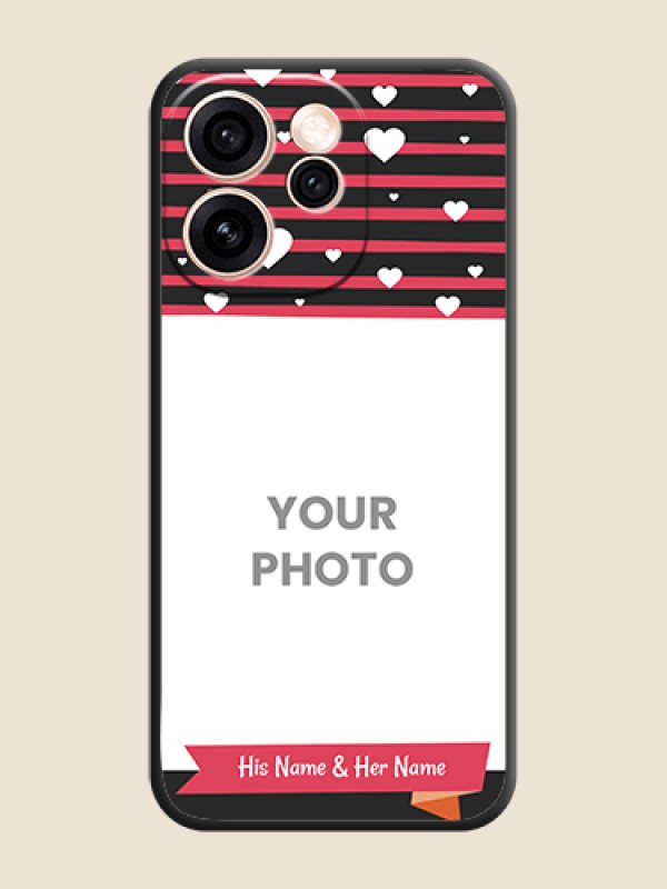 Custom White Color Love Symbols with Pink Lines Pattern On Space Black Custom Soft Matte Mobile Back Cover - Oppo Reno 15 Pro Mini 5G - alternate view