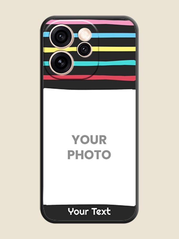 Custom Multicolor Lines with Image On Space Black Custom Soft Matte Mobile Back Cover - Oppo Reno 15 Pro Mini 5G - alternate view