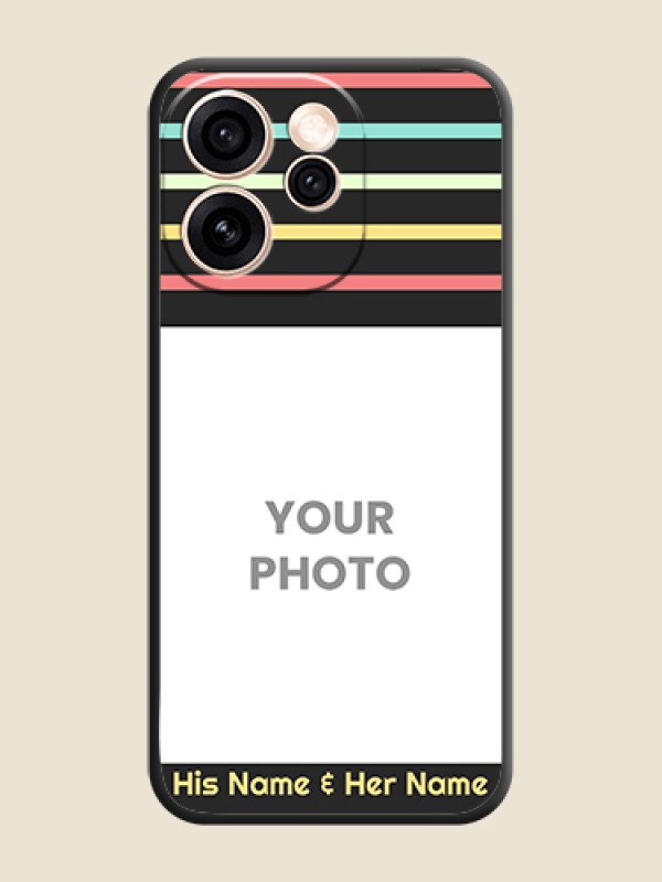 Custom Color Stripes with Photo and Text on Photo On Space Black Custom Soft Matte Mobile Back Cover - Oppo Reno 15 Pro Mini 5G - alternate view