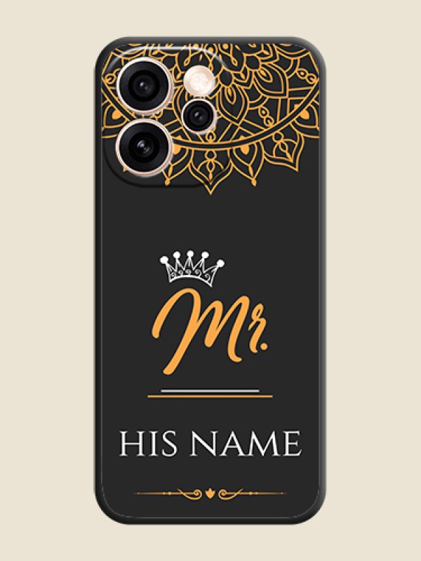 Custom Mr Name with Floral Design On Space Black Custom Soft Matte Mobile Back Cover - Oppo Reno 15 Pro Mini 5G - alternate view