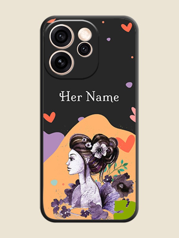 Custom Namecase For Her With Fancy Lady Image On Space Black Custom Soft Matte Mobile Back Cover - Oppo Reno 15 Pro Mini 5G - alternate view