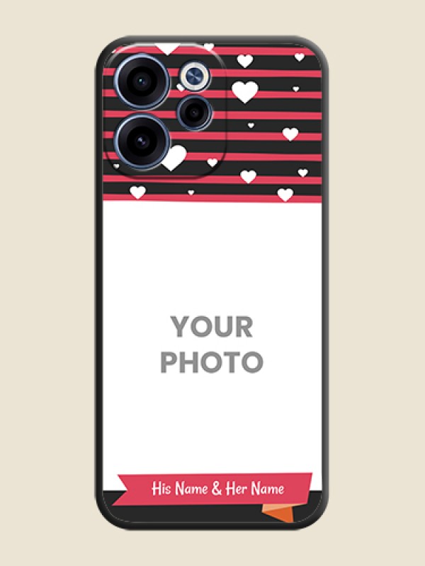 Custom White Color Love Symbols with Pink Lines Pattern On Space Black Custom Soft Matte Mobile Back Cover - Oppo Reno 15C 5G - alternate view