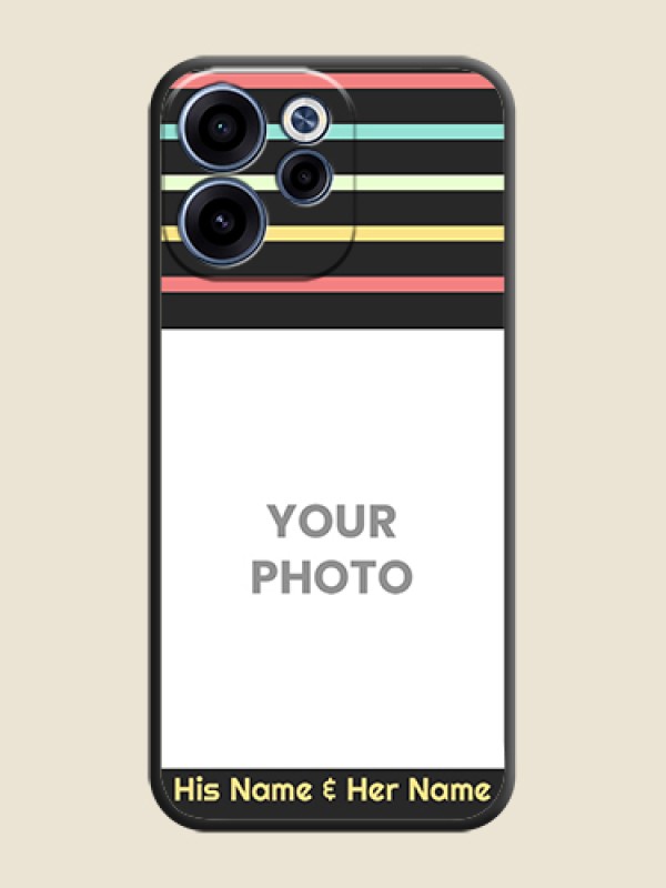 Custom Color Stripes with Photo and Text on Photo On Space Black Custom Soft Matte Mobile Back Cover - Oppo Reno 15C 5G - alternate view