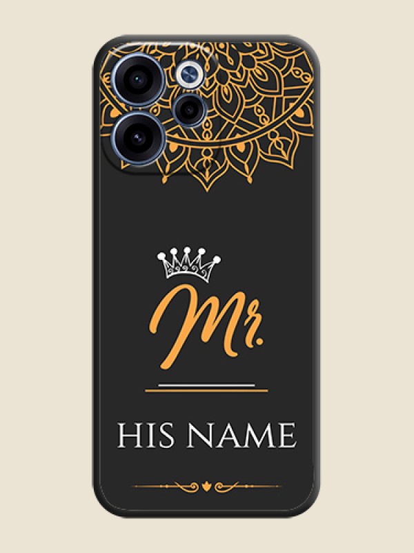 Custom Mr Name with Floral Design On Space Black Custom Soft Matte Mobile Back Cover - Oppo Reno 15C 5G - alternate view