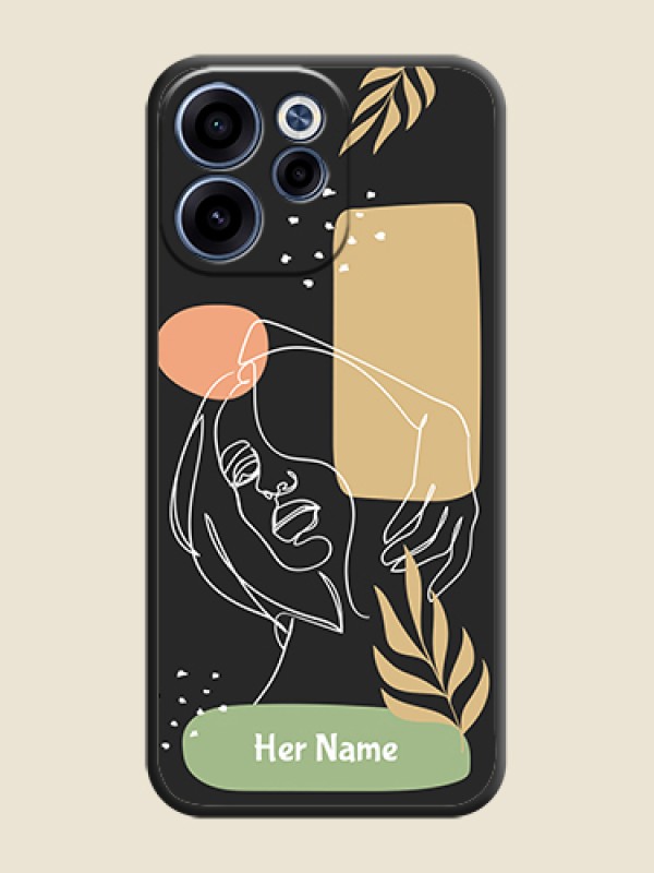 Custom Custom Text With Line Art Of Women & Leaves Design On Space Black Custom Soft Matte Mobile Back Cover - Oppo Reno 15C 5G - alternate view