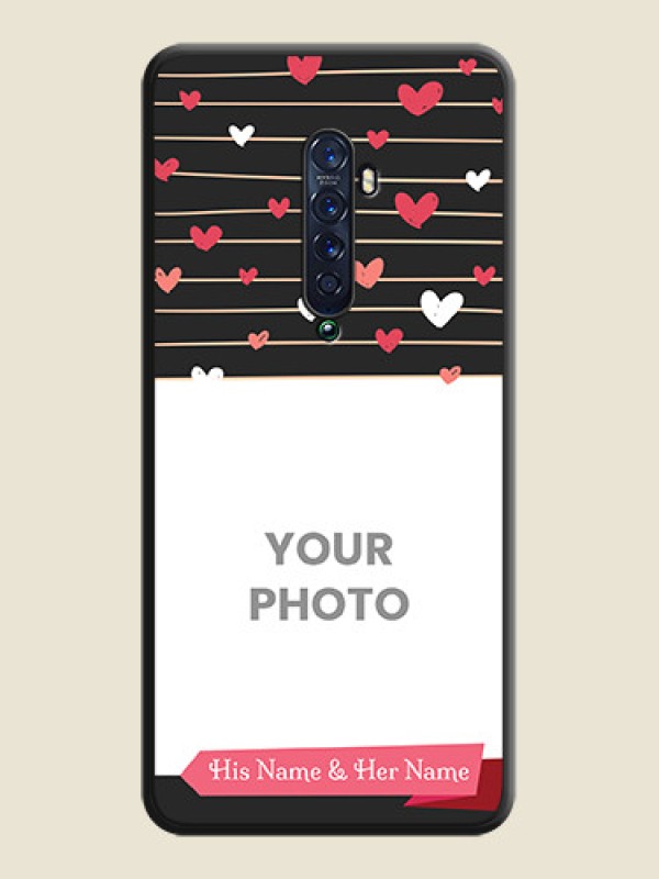 Custom Love Pattern with Name on Pink Ribbon on Photo on Space Black Soft Matte Back Cover - Oppo Reno 2 - alternate view