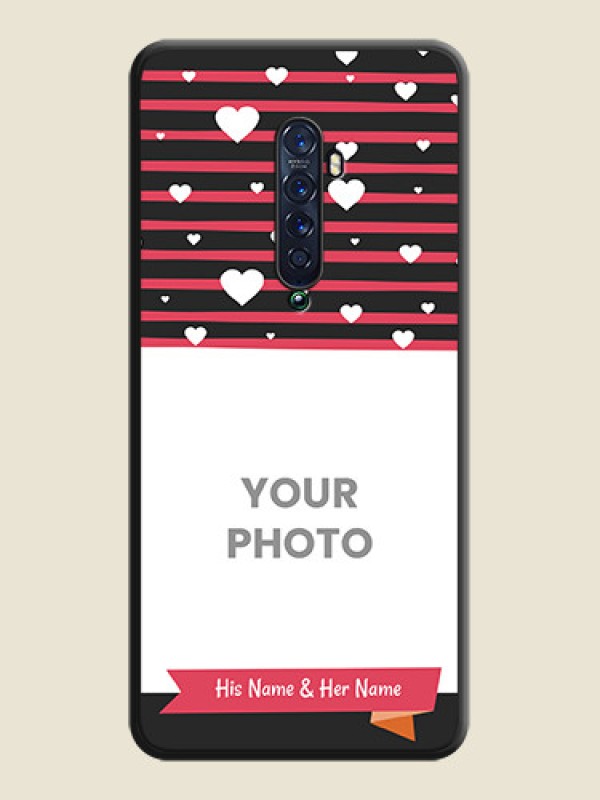 Custom White Color Love Symbols with Pink Lines Pattern on Space Black Custom Soft Matte Phone Cases - Oppo Reno 2 - alternate view