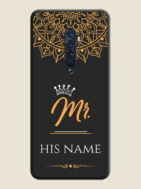 Custom Mr Name with Floral Design on Personalised Space Black Soft Matte Cases - Oppo Reno 2 - alternate view