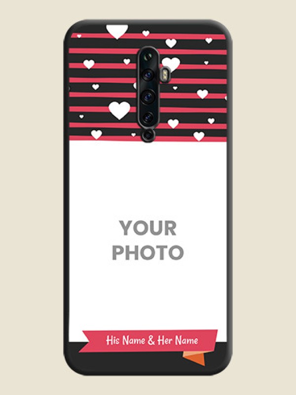 Custom White Color Love Symbols with Pink Lines Pattern on Space Black Custom Soft Matte Phone Cases - Oppo Reno 2F - alternate view