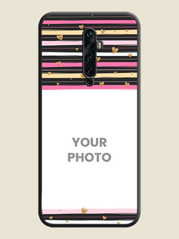 Custom Multicolor Lines and Golden Love Symbols Design - Photo on Space Black Soft Matte Mobile Cover - Oppo Reno 2F - alternate view