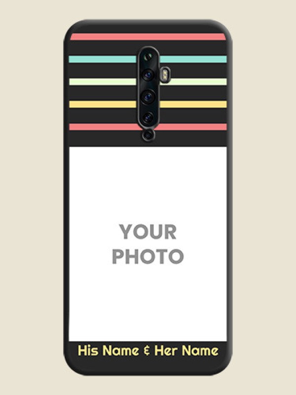 Custom Color Stripes with Photo and Text - Photo on Space Black Soft Matte Mobile Case - Oppo Reno 2F - alternate view