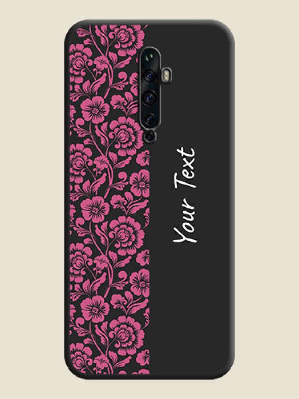 Custom Pink Floral Pattern Design With Custom Text On Space Black Personalized Soft Matte Phone Covers -Oppo Reno 2F - alternate view