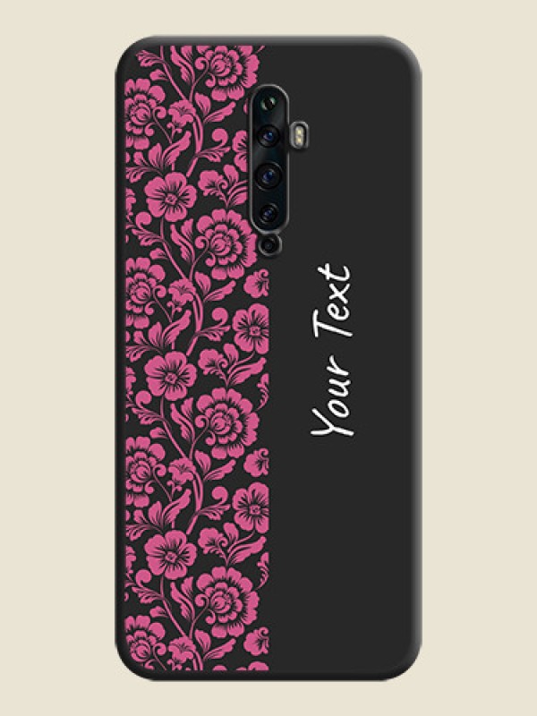 Custom Pink Floral Pattern Design With Custom Text On Space Black Personalized Soft Matte Phone Covers -Oppo Reno 2Z - alternate view