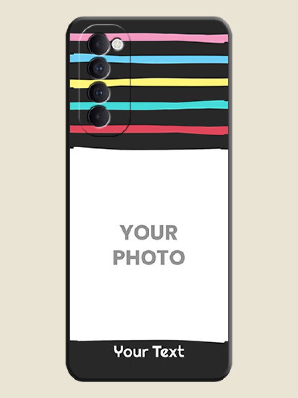 Custom Multicolor Lines with Image on Space Black Personalized Soft Matte Phone Covers - Oppo Reno 4 Pro - alternate view