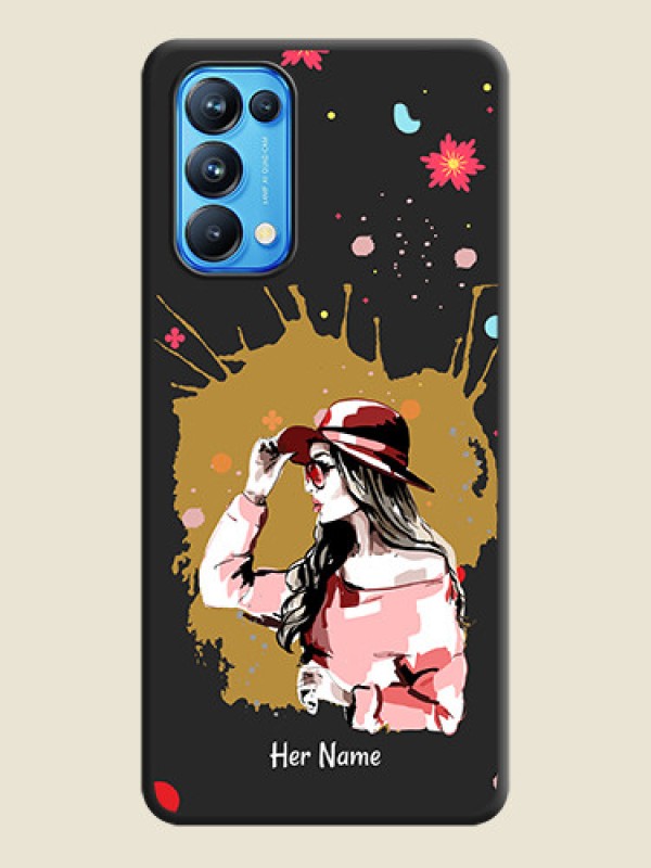 Custom Mordern Lady With Color Splash Background With Custom Text On Space Black Personalized Soft Matte Phone Covers -Oppo Reno 5 Pro 5G - alternate view