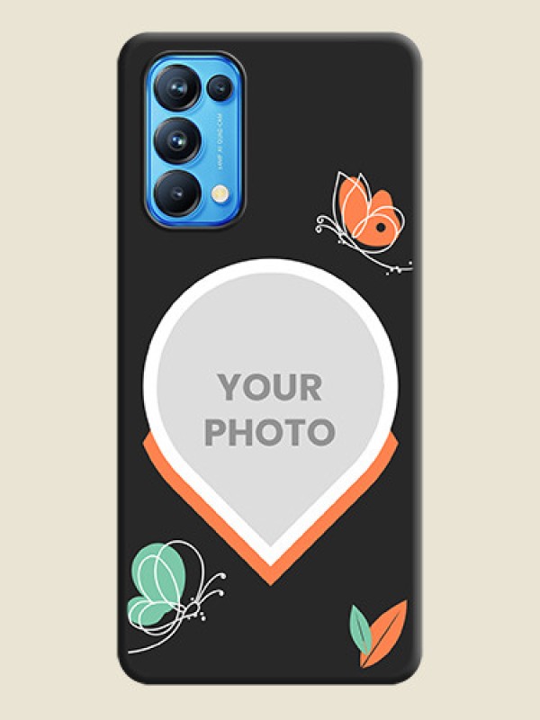 Custom Upload Pic With Simple Butterly Design On Space Black Personalized Soft Matte Phone Covers -Oppo Reno 5 Pro 5G - alternate view