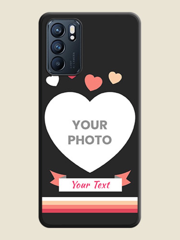 Custom Love Shaped Photo with Colorful Stripes on Personalised Space Black Soft Matte Cases - Oppo Reno 6 5G - alternate view