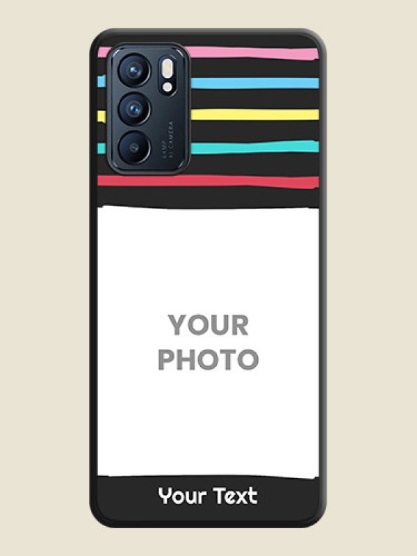 Custom Multicolor Lines with Image on Space Black Personalized Soft Matte Phone Covers - Oppo Reno 6 5G - alternate view