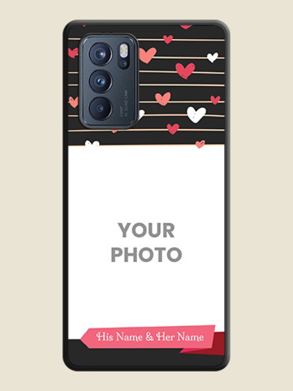 Custom Love Pattern with Name on Pink Ribbon on Photo on Space Black Soft Matte Back Cover - Oppo Reno 6 Pro 5G - alternate view