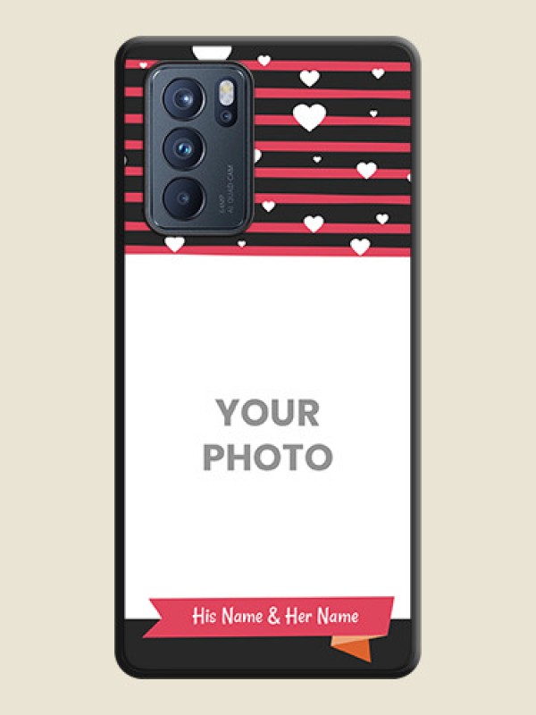 Custom White Color Love Symbols with Pink Lines Pattern on Space Black Custom Soft Matte Phone Cases - Oppo Reno 6 Pro 5G - alternate view