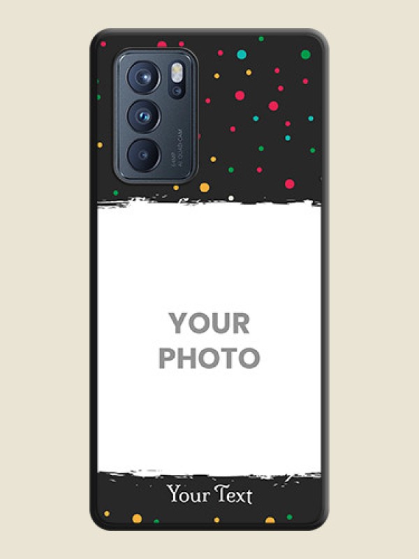 Custom Multicolor Dotted Pattern with Text on Space Black Custom Soft Matte Phone Back Cover - Oppo Reno 6 Pro 5G - alternate view