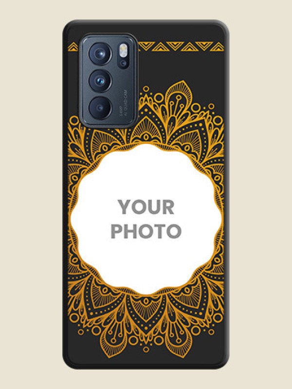 Custom Round Image with Floral Design on Photo on Space Black Soft Matte Mobile Cover - Oppo Reno 6 Pro 5G - alternate view