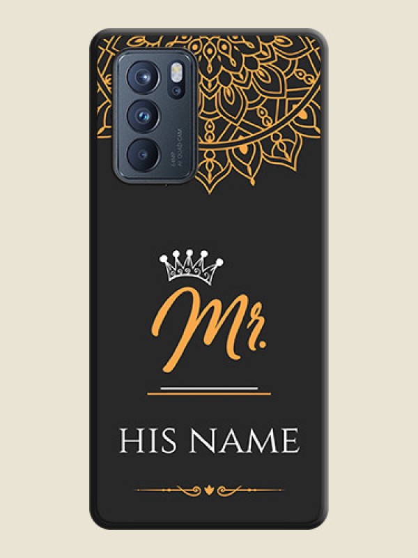 Custom Mr Name with Floral Design on Personalised Space Black Soft Matte Cases - Oppo Reno 6 Pro 5G - alternate view