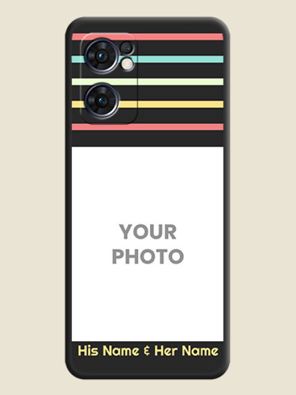 Custom Color Stripes with Photo and Text on Photo on Space Black Soft Matte Mobile Case - Oppo Reno 7 5G - alternate view