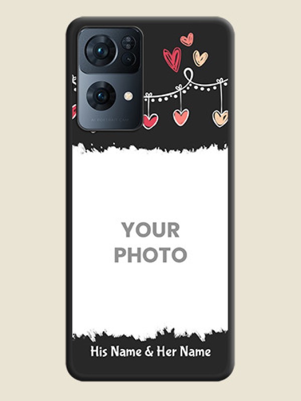 Custom Pink Love Hangings with Name on Space Black Custom Soft Matte Phone Cases - Oppo Reno 7 Pro 5G - alternate view