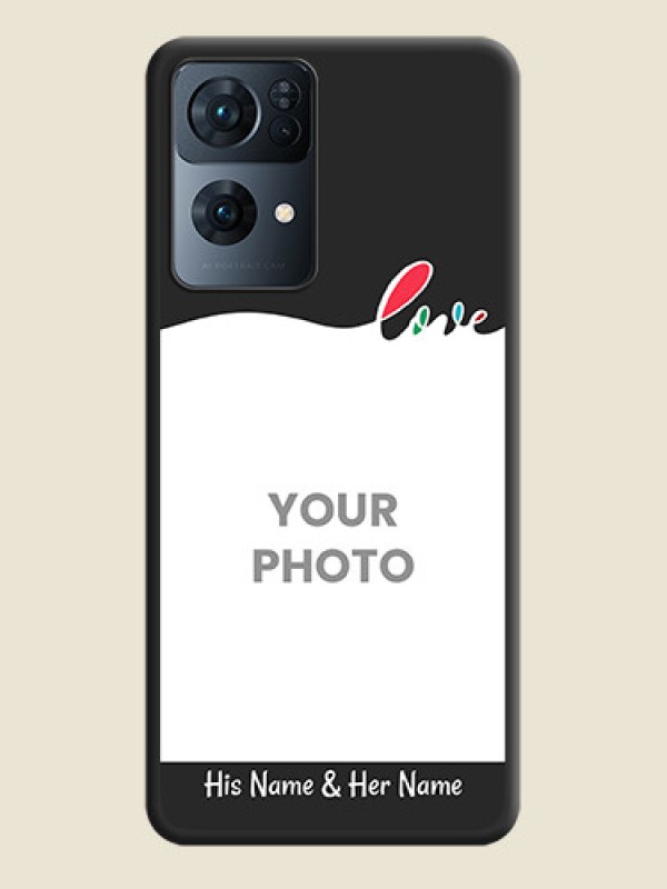 Custom Fall in Love Pattern with Picture on Photo on Space Black Soft Matte Mobile Case - Oppo Reno 7 Pro 5G - alternate view