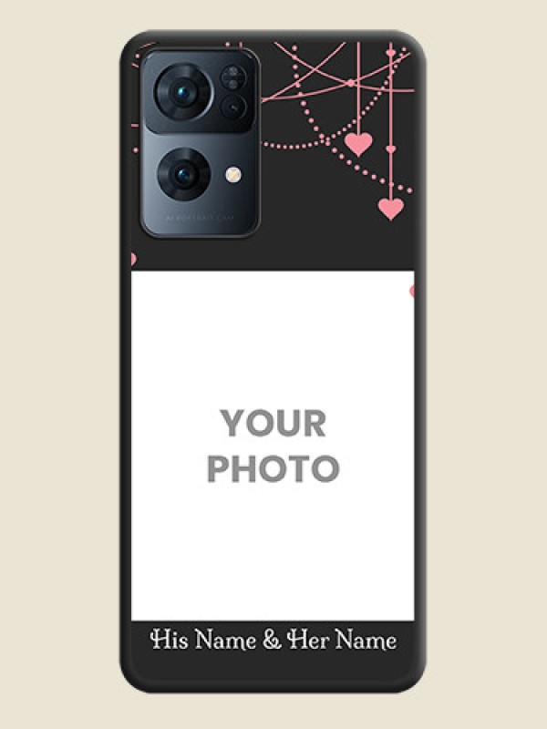Custom Pink Love Hangings with Text on Space Black Custom Soft Matte Back Cover - Oppo Reno 7 Pro 5G - alternate view