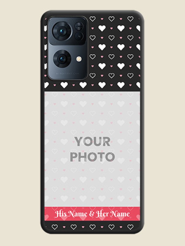 Custom White Color Love Symbols with Text Design on Photo on Space Black Soft Matte Phone Cover - Oppo Reno 7 Pro 5G - alternate view
