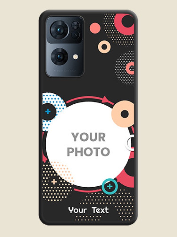 Custom Multicoloured Round Image on Personalised Space Black Soft Matte Cases - Oppo Reno 7 Pro 5G - alternate view