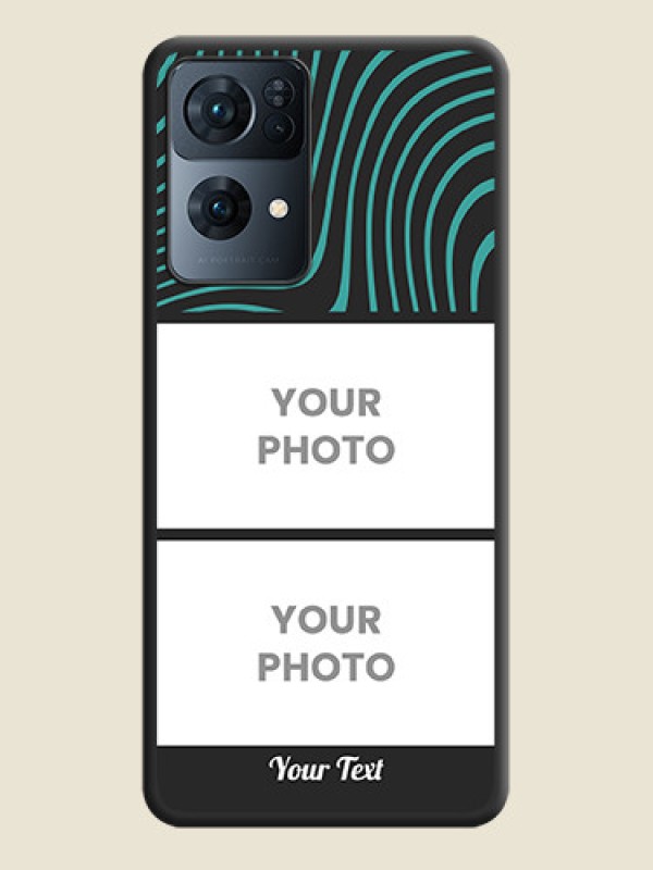 Custom Wave Pattern with 2 Image Holder on Space Black Personalized Soft Matte Phone Covers - Oppo Reno 7 Pro 5G - alternate view
