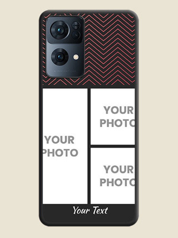 Custom Wave Pattern with 3 Image Holder on Space Black Custom Soft Matte Back Cover - Oppo Reno 7 Pro 5G - alternate view