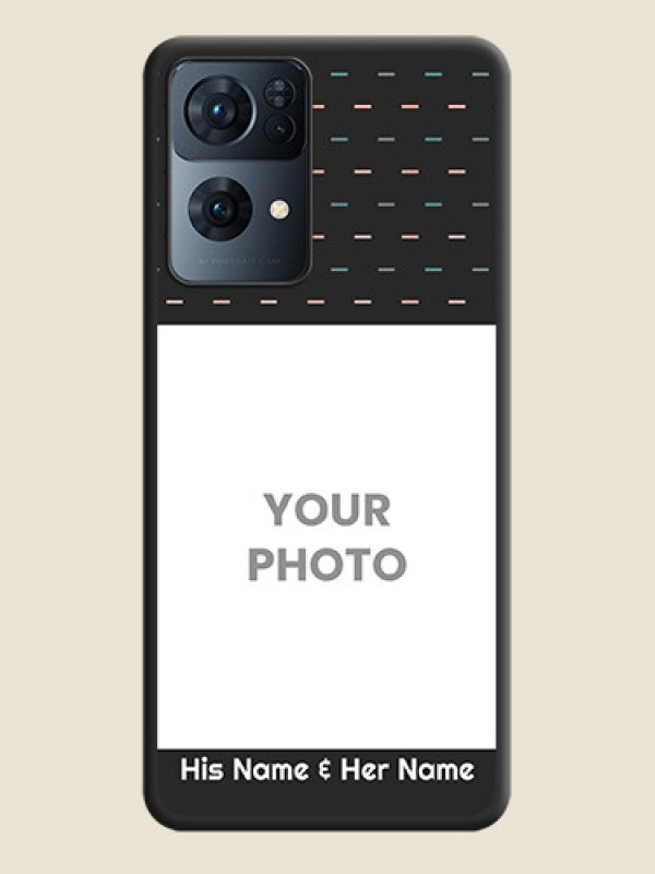 Custom Line Pattern Design with Text on Space Black Custom Soft Matte Phone Back Cover - Oppo Reno 7 Pro 5G - alternate view