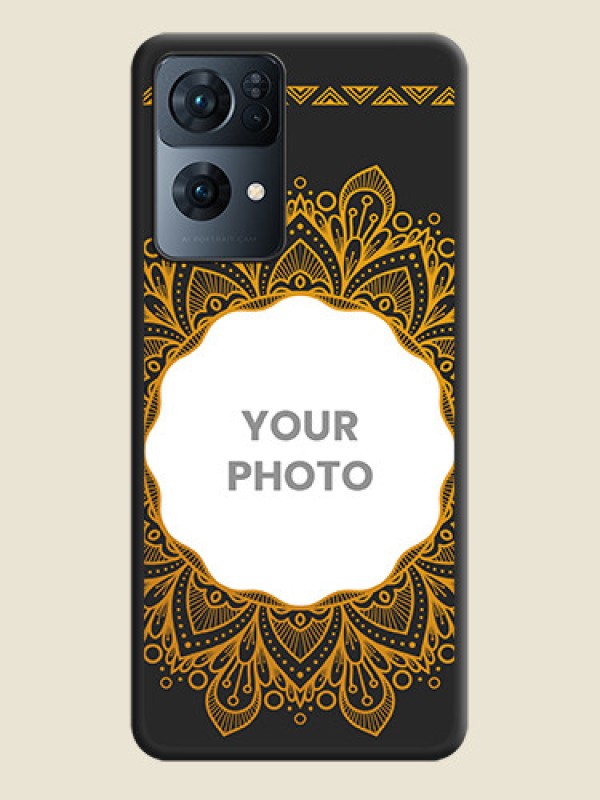 Custom Round Image with Floral Design on Photo on Space Black Soft Matte Mobile Cover - Oppo Reno 7 Pro 5G - alternate view