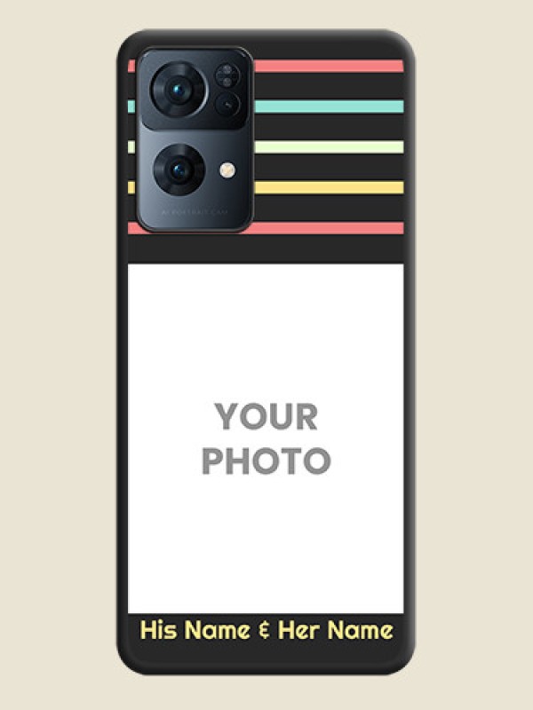 Custom Color Stripes with Photo and Text on Photo on Space Black Soft Matte Mobile Case - Oppo Reno 7 Pro 5G - alternate view