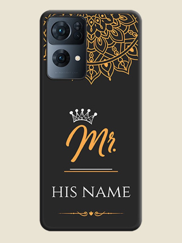 Custom Mr Name with Floral Design  on Personalised Space Black Soft Matte Cases - Oppo Reno 7 Pro 5G - alternate view