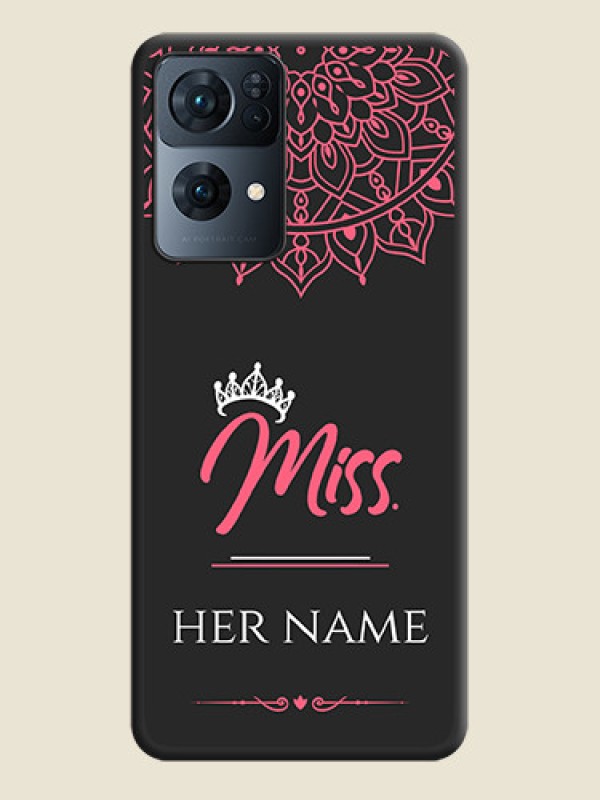 Custom Mrs Name with Floral Design on Space Black Personalized Soft Matte Phone Covers - Oppo Reno 7 Pro 5G - alternate view