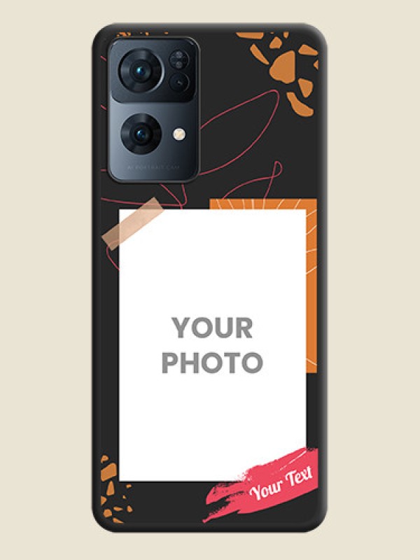 Custom Orange Photo Frame on Space Black Custom Soft Matte Phone Back Cover - Oppo Reno 7 Pro 5G - alternate view